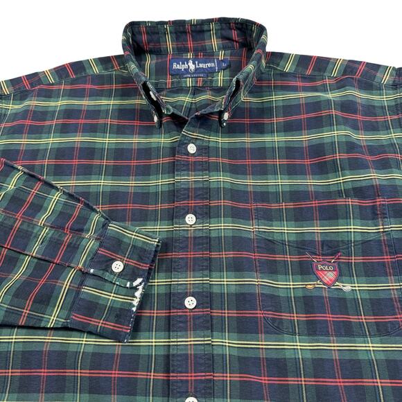 Ralph Lauren Shirt Men's Large Crest Golf Club‎ Embroidered Long Sleeve Plaid - Picture 1 of 8